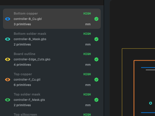 GerberProof manufacturing source list and layer confidence